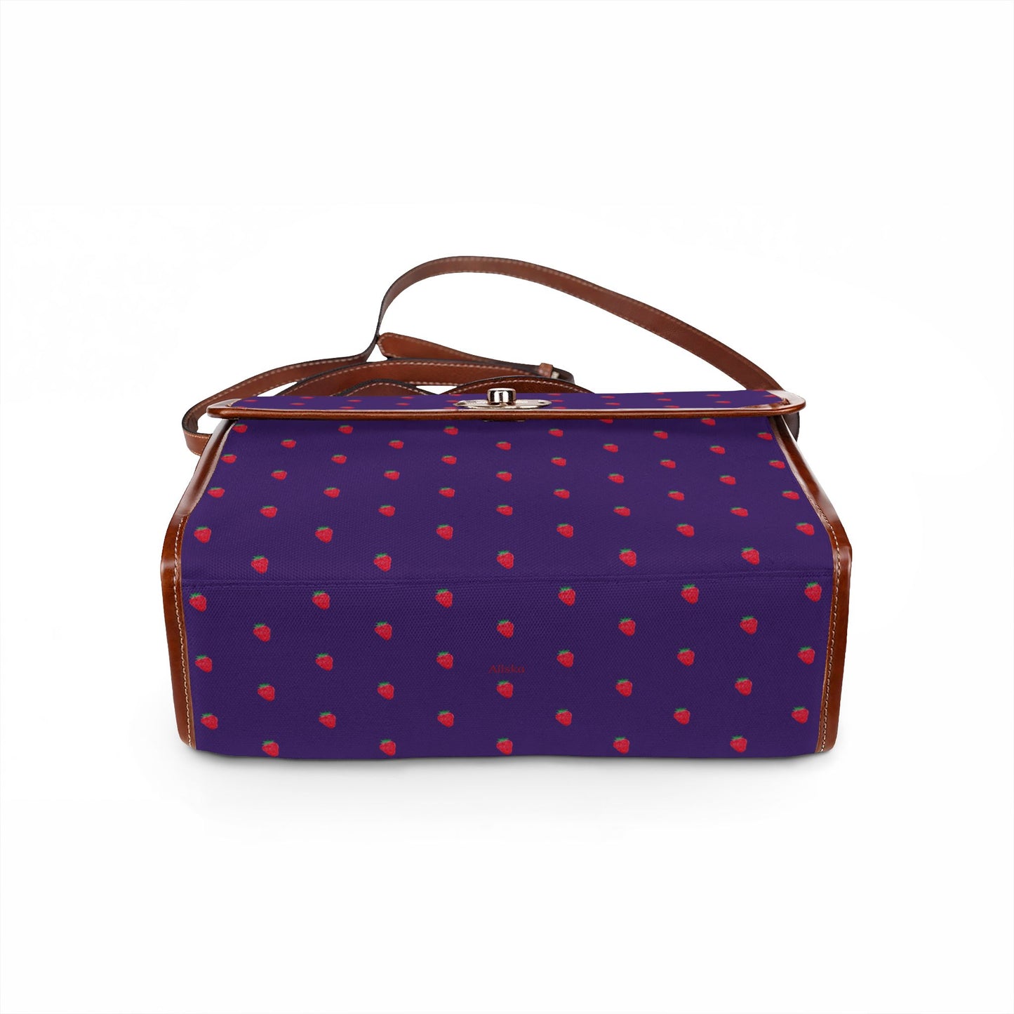 Strawberry Polka Dot Purple Canvas Waterproof Satchel