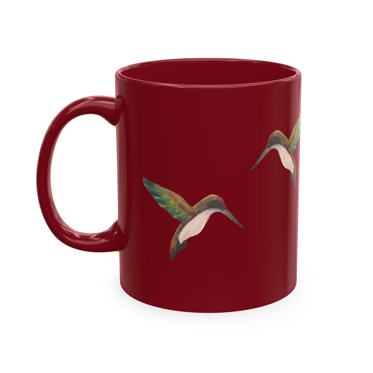 Hummingbird Pattern Ceramic Mug — Watercolor Nature Bird Coffee Cup