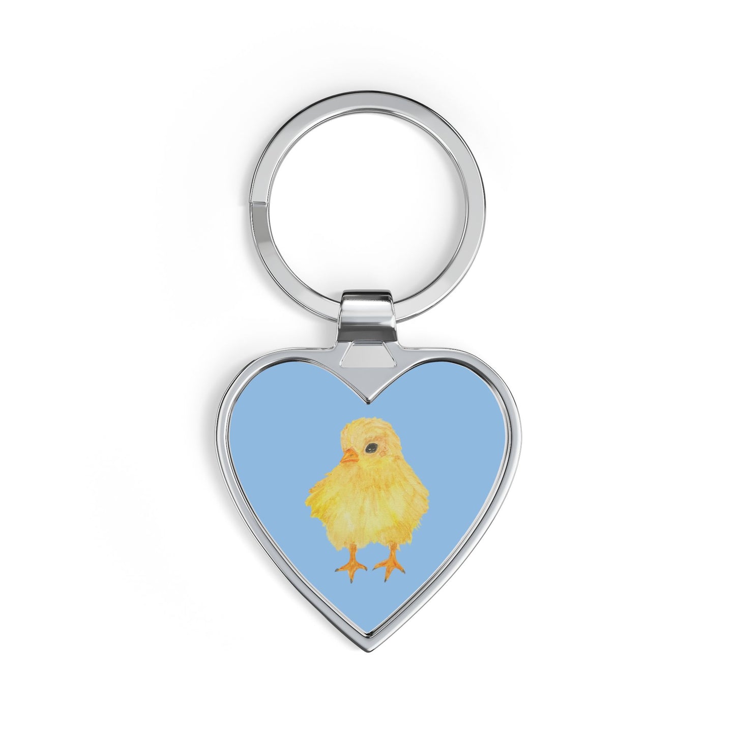 Baby Chick Heart Keychain — Stainless Steel Easter & Spring Accessory
