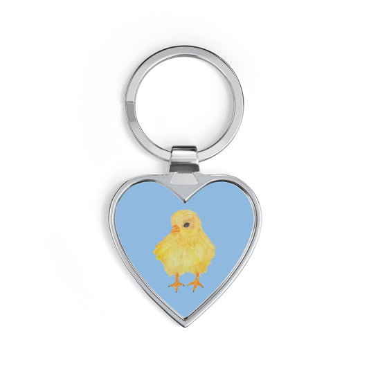 Baby Chick Heart Keychain — Stainless Steel Easter & Spring Accessory