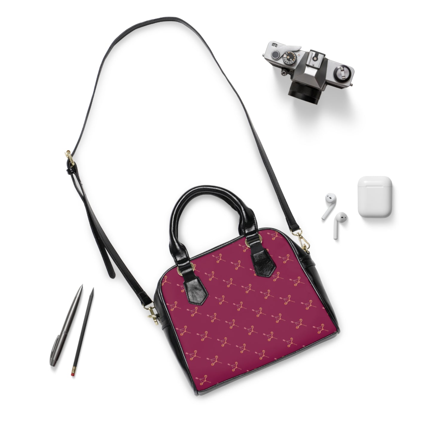 Cupid's Arrow Handbag — Deep Berry Pink Structured Shoulder Bag