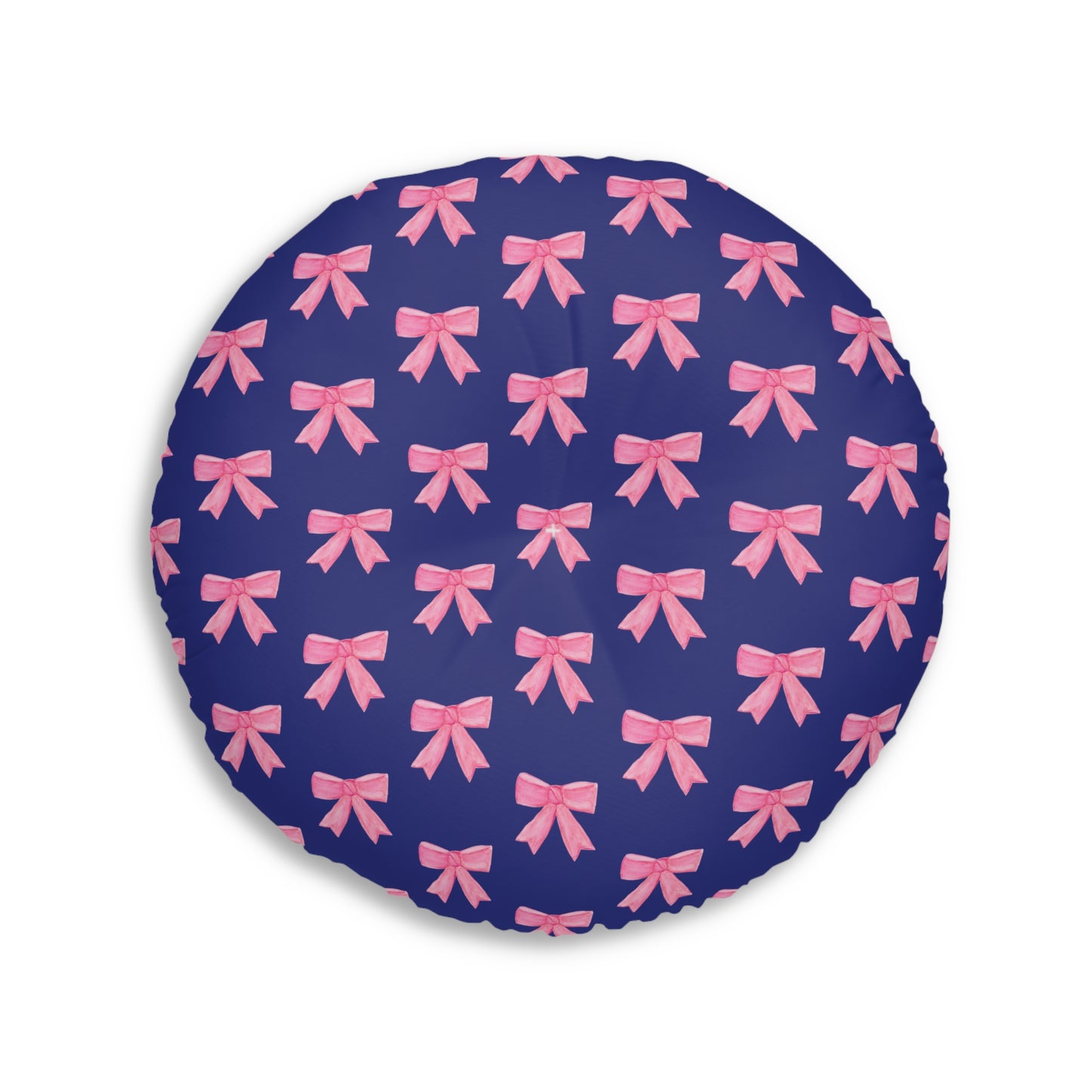Pink Bow Floor Pillow — Dark Blue