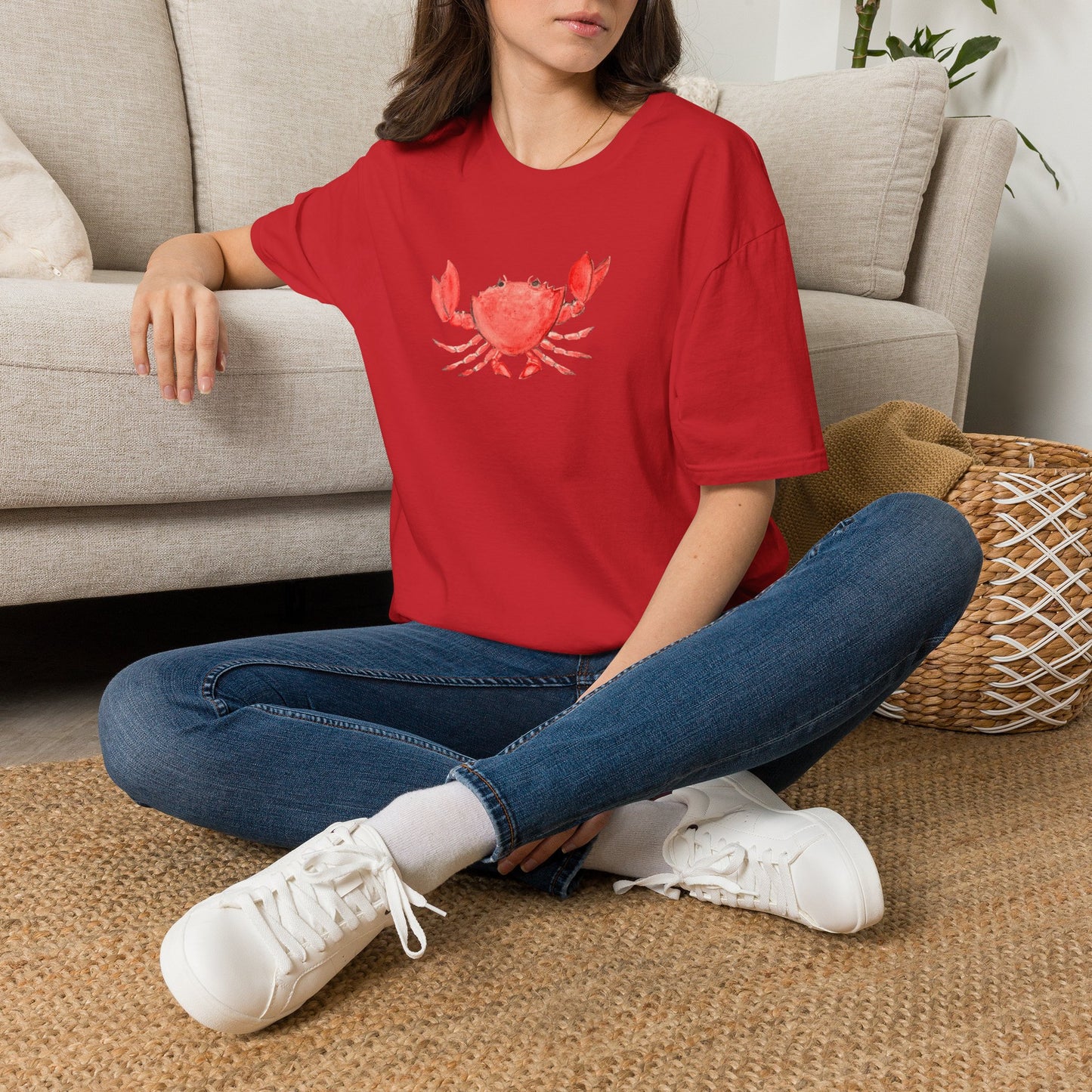 Crab Watercolor T-Shirt — Cute Coastal Beach Graphic Tee