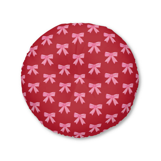 Pink Bow Floor Pillow — Red