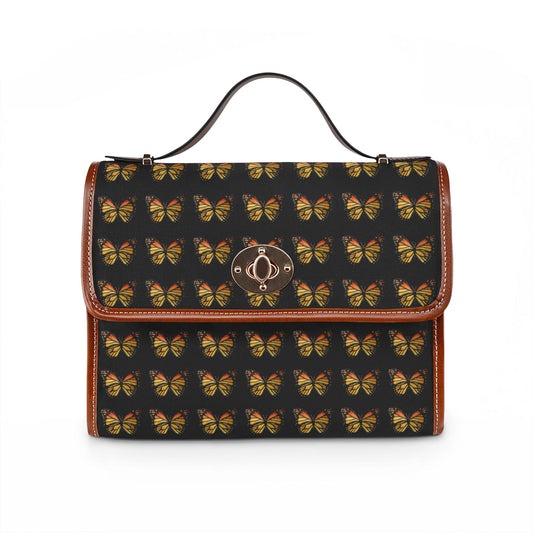 Butterfly Pattern Waterproof Canvas Bag — Black tote/Bag