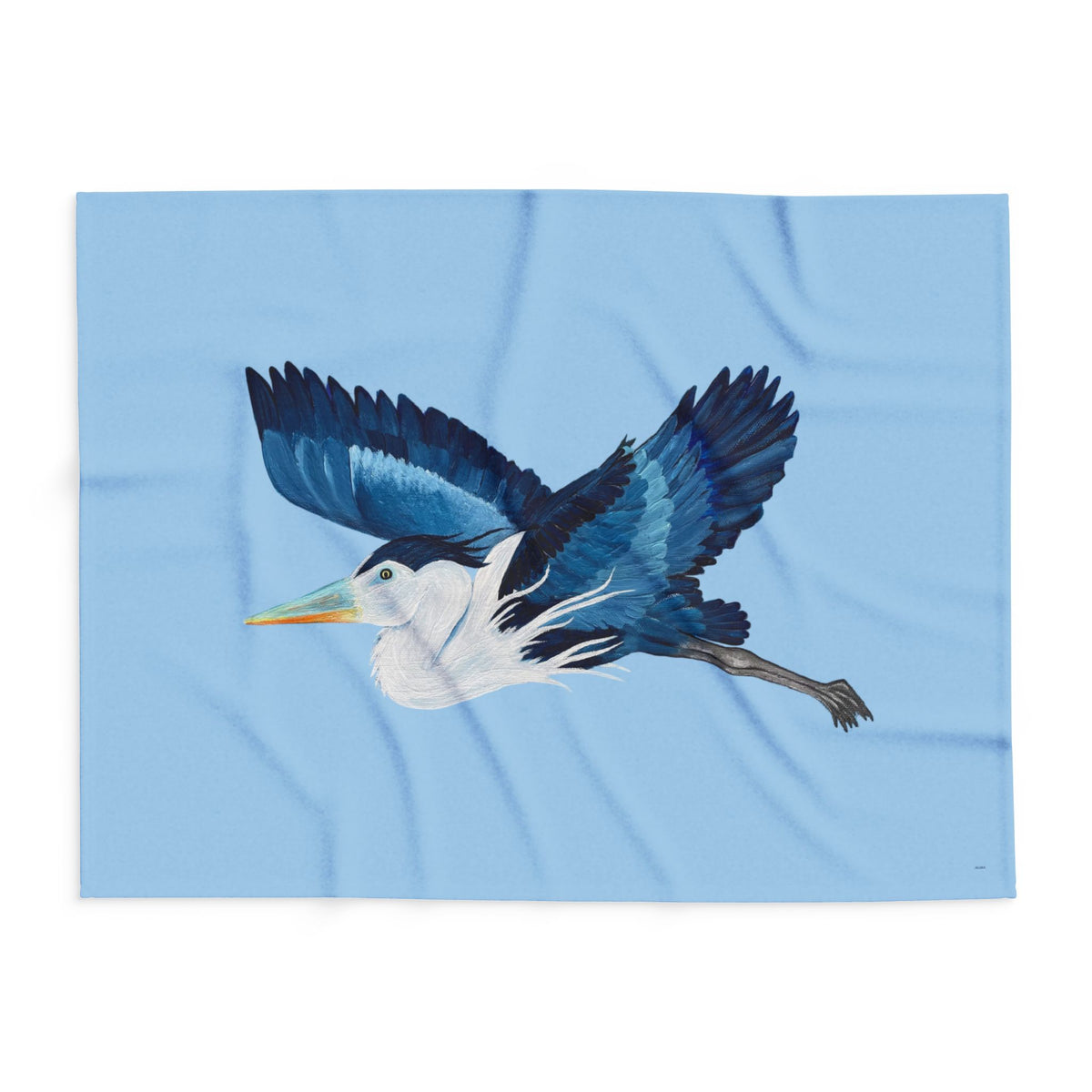 Blue Heron Fleece Blanket — Coastal Bird Throw for Home & Gifting