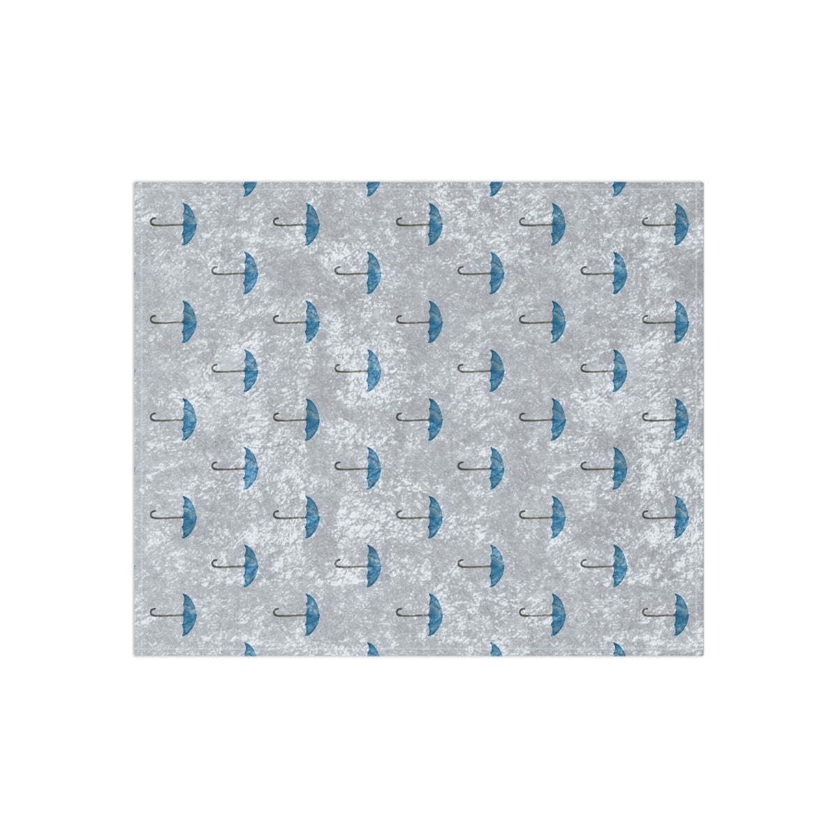 Crushed Velvet Blanket — Blue Umbrella Patterned Throw