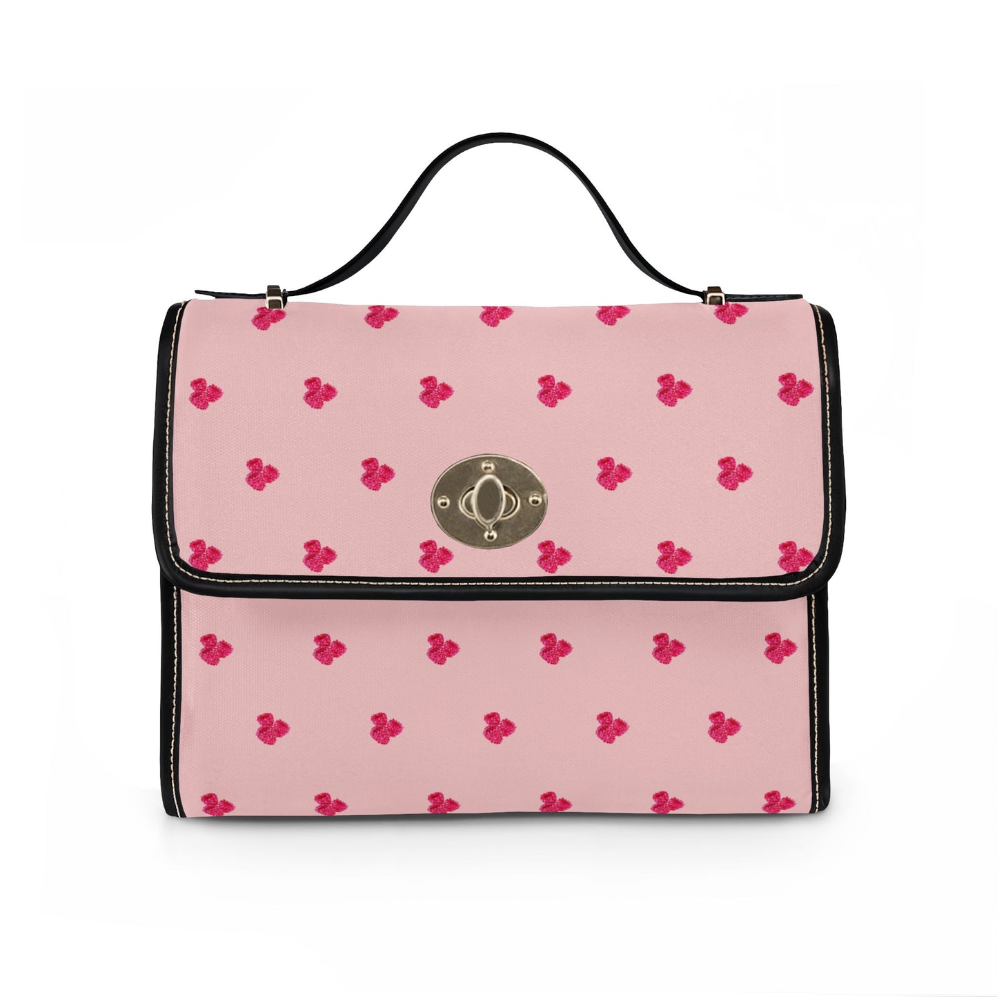 Raspberry Pattern Canvas Tote — Waterproof Fruit Print Bag
