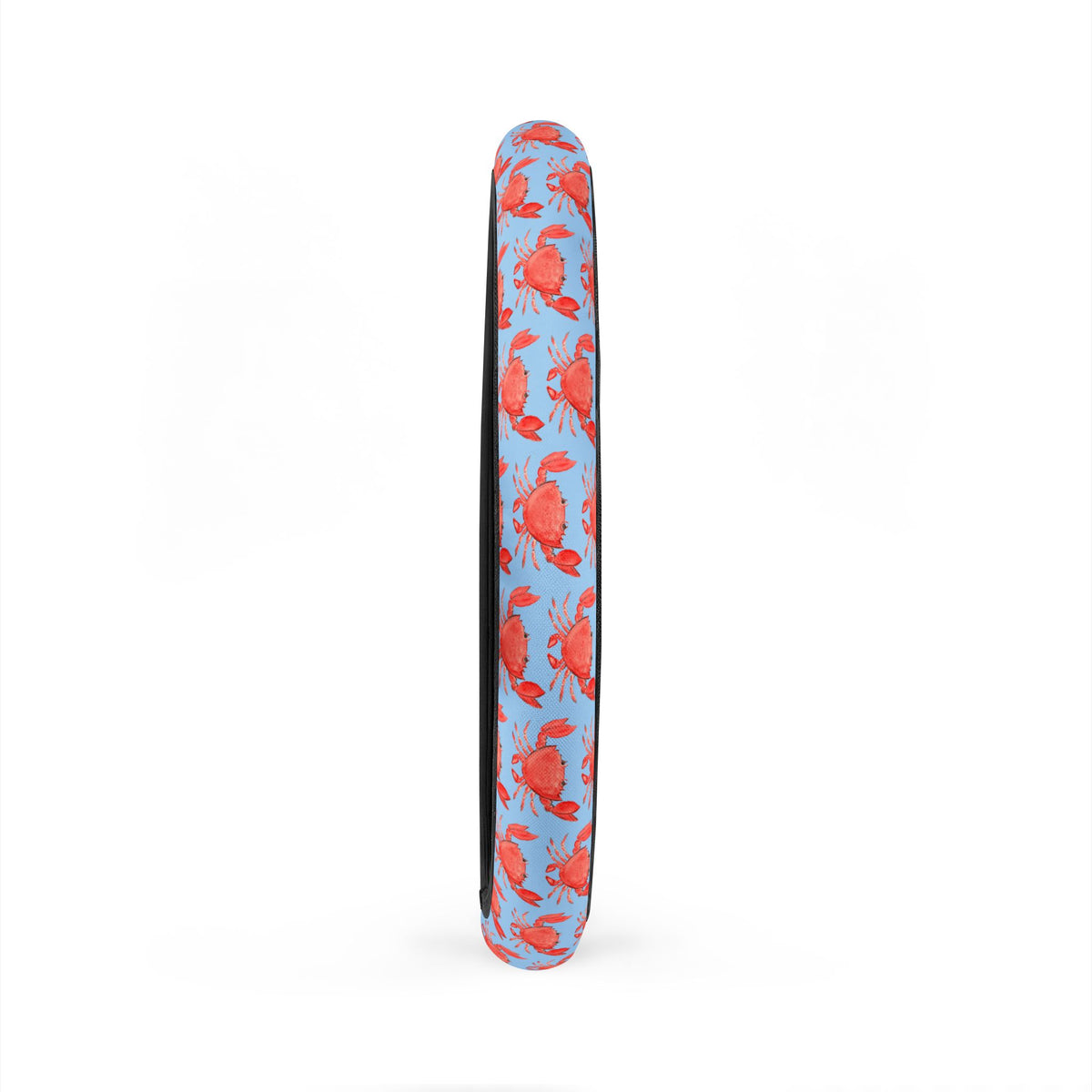 Red Crab Pattern on Sky Blue, Coastal Car Steering Wheel Cover