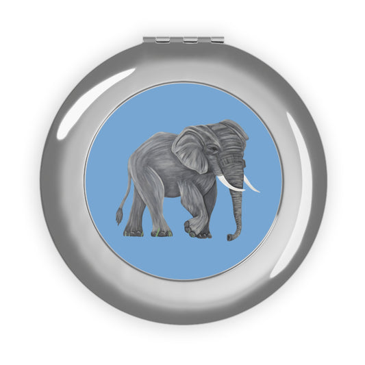 Gray Elephant Blue Compact Travel Mirror | Wildlife Pocket Mirror