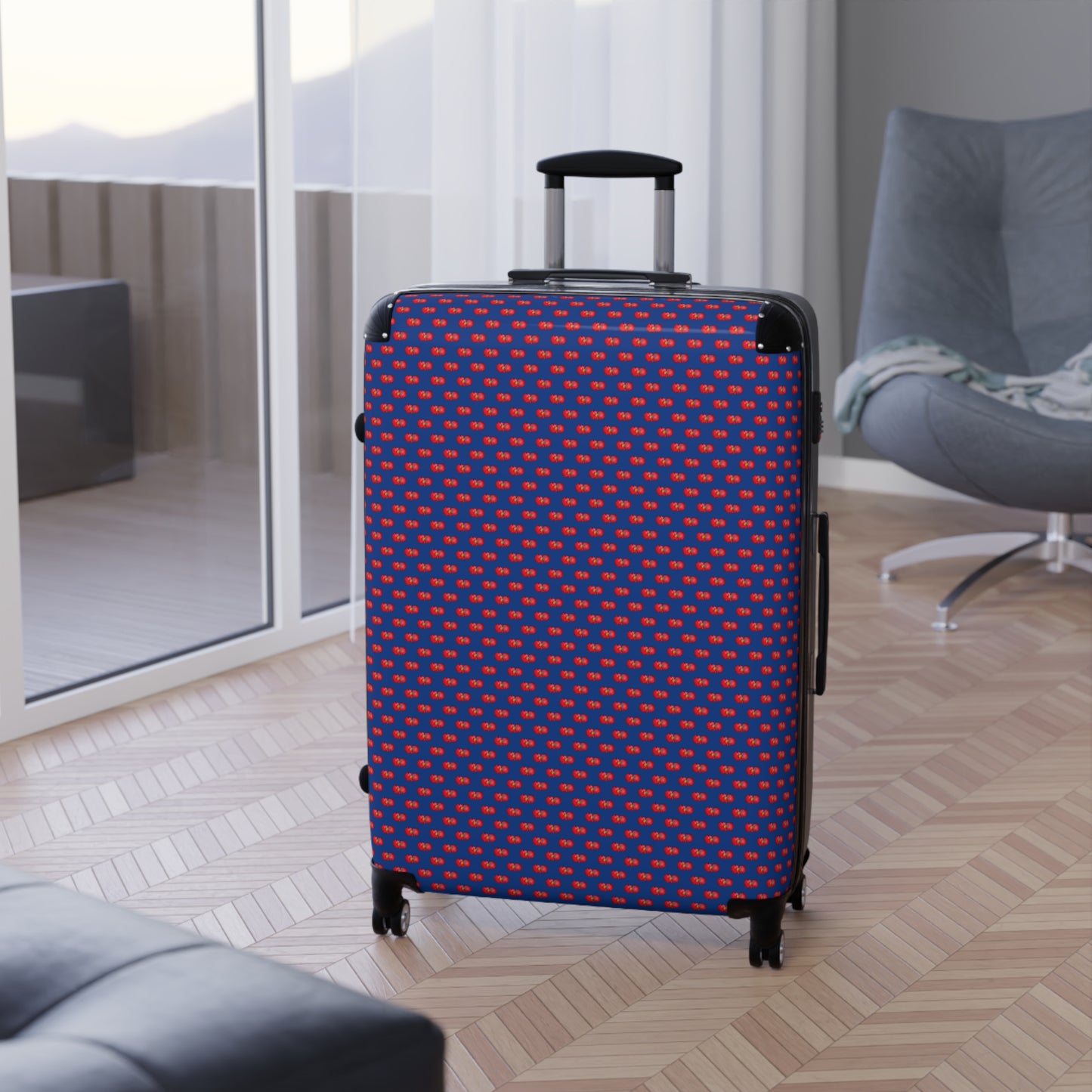 Red Begonia Floral Hard-Shell Carry-On Suitcase