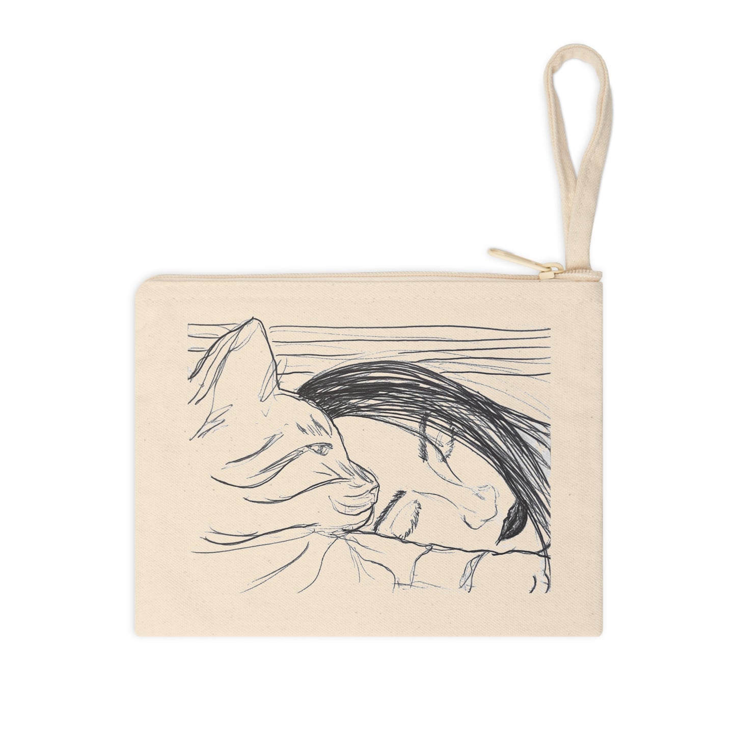 Cat Lover Zipper Pouch — Hand-Drawn Sleeping Duo Accessory Bag