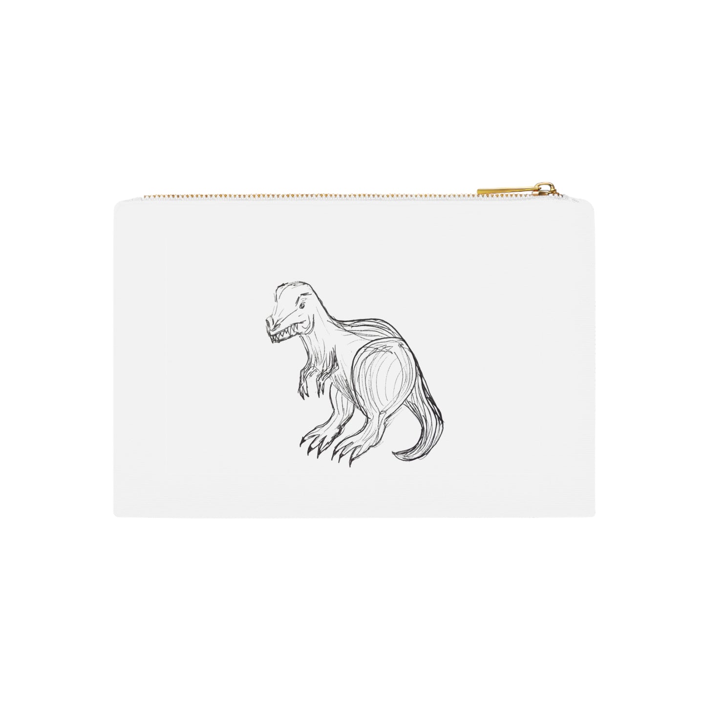 Dinosaur Sketch Cosmetic Bag – Minimalist T‑Rex Makeup Pouch