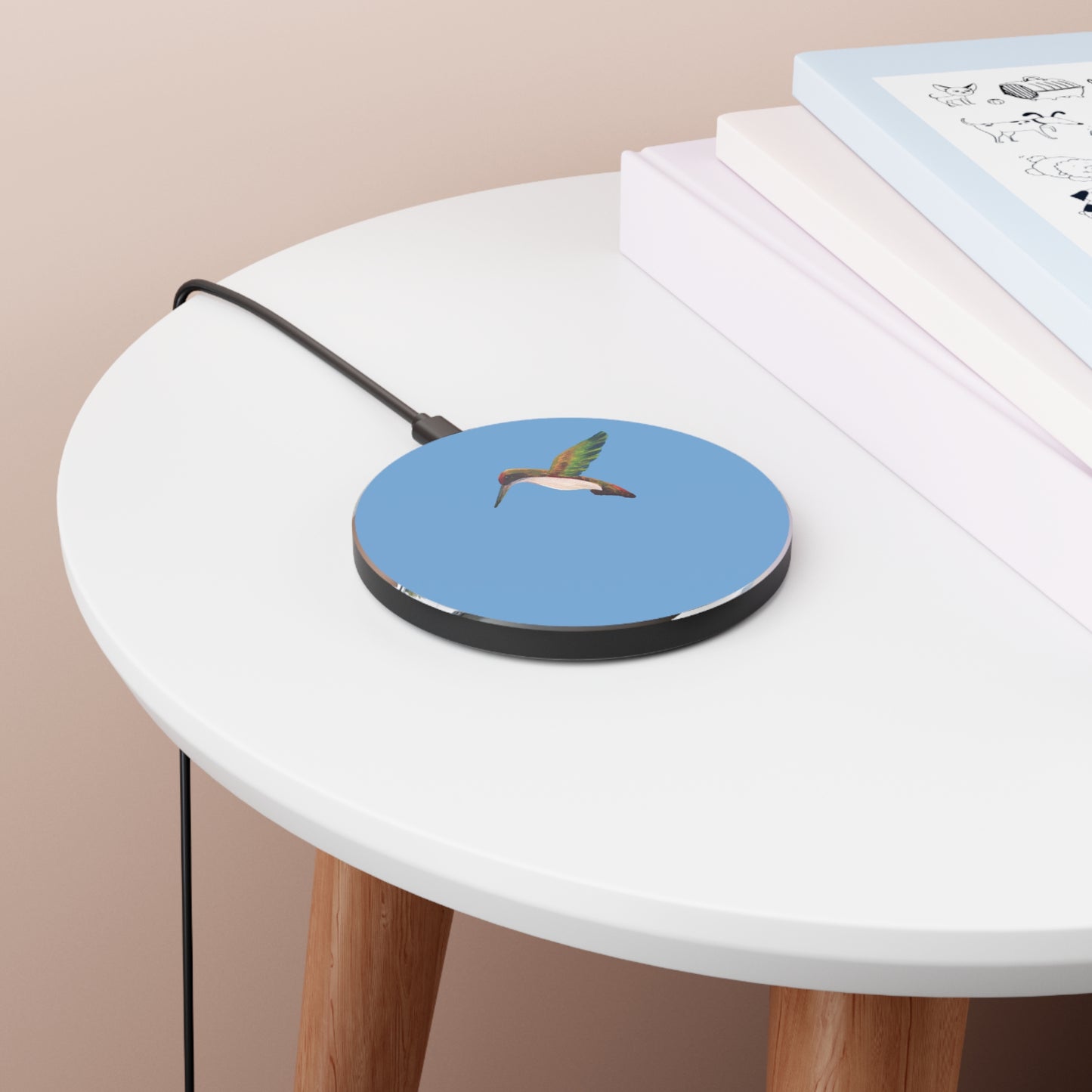 Hummingbird Wireless Charger — Slim Fast Wireless Charging Pad with Blue Hummingbird Design