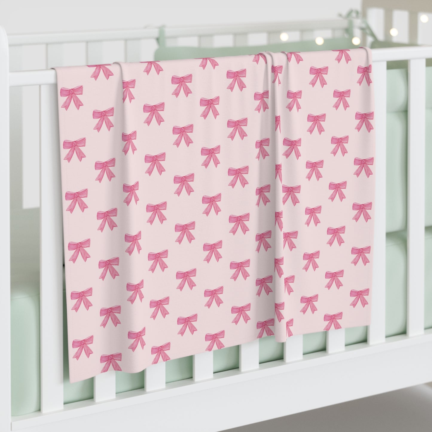 Pink Bow Baby Swaddle Blanket — Soft Newborn Wrap