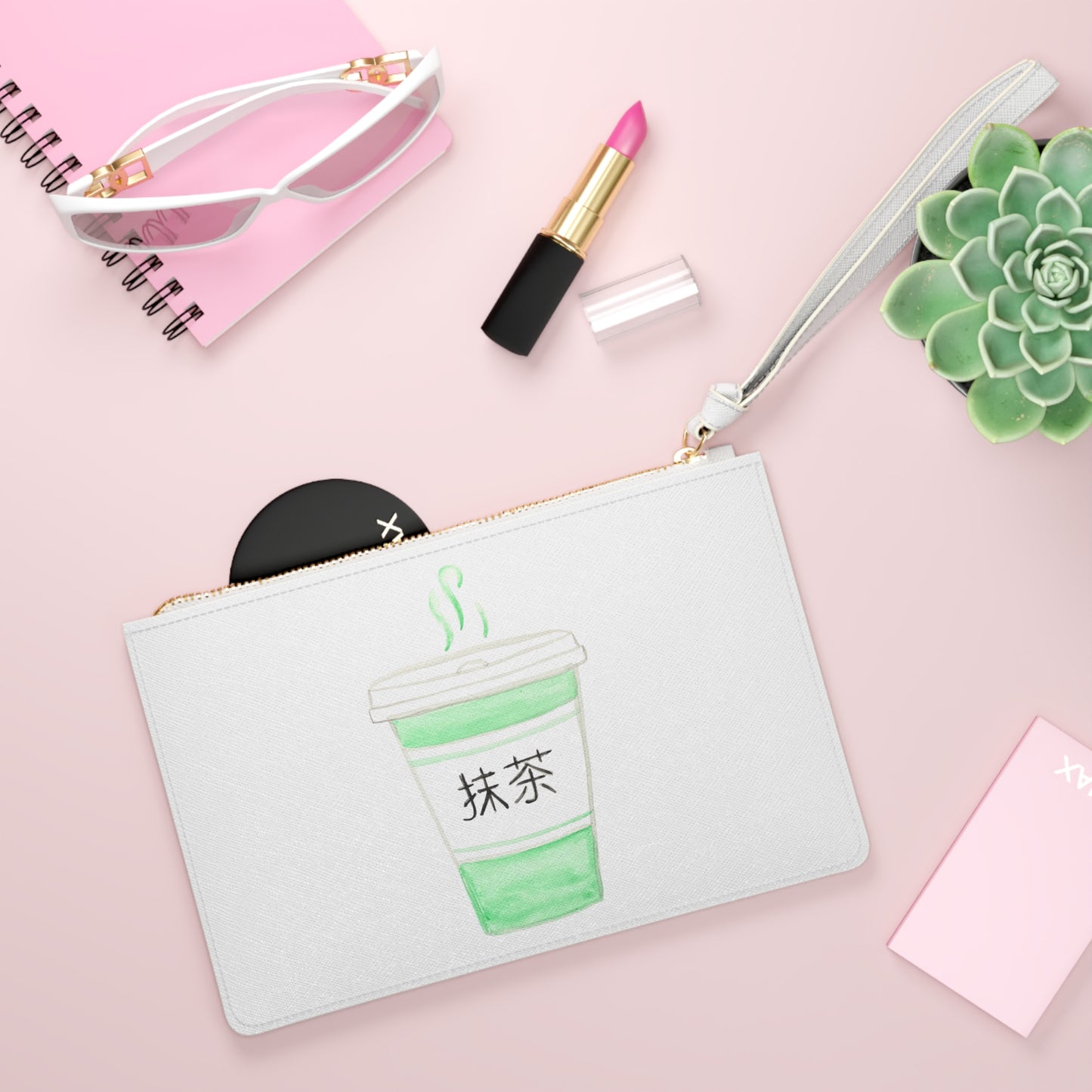Matcha Latte Green Tea Clutch Bag — Japanese 抹茶 Wristlet Purse