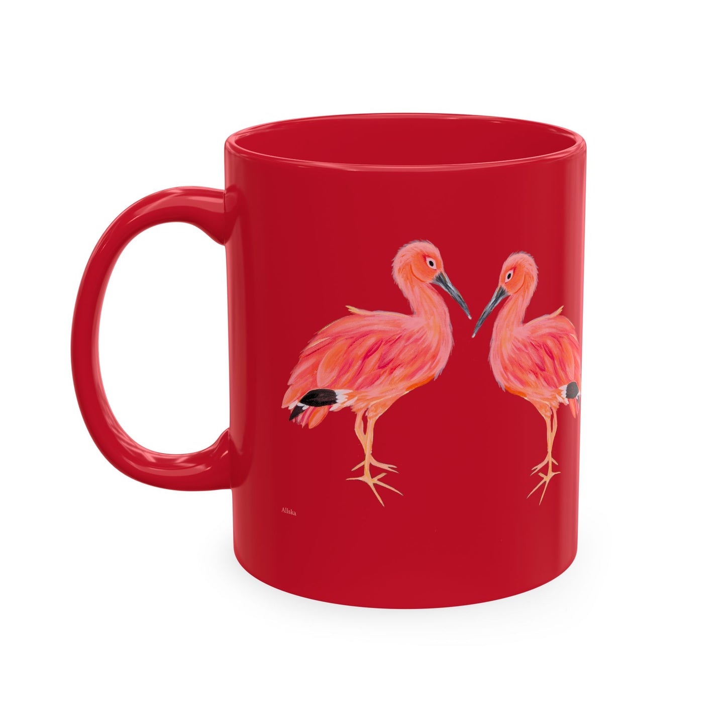 Ibis Bird Duo Ceramic Mug — Tropical Pink Bird Coffee Cup Assorted Color Mugs