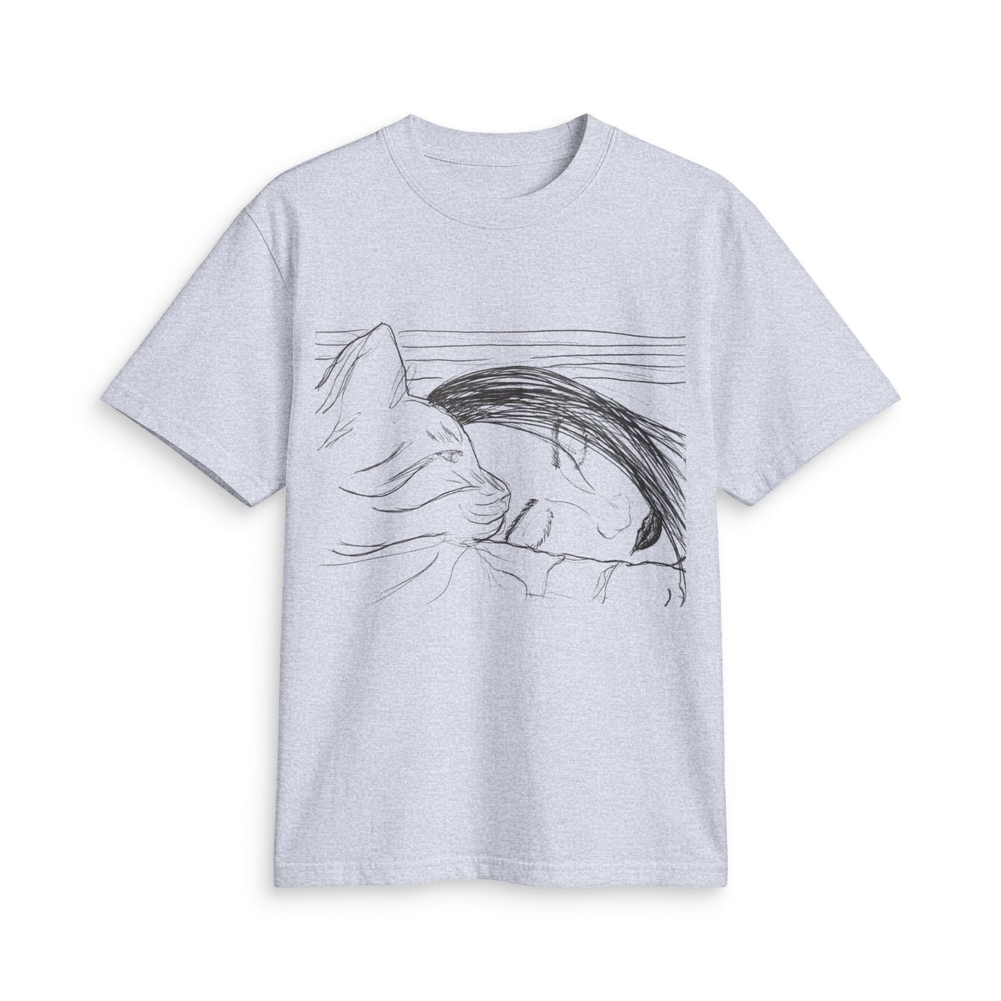 Sleepy Cat Sketch T-Shirt — Minimalist Hand-Drawn Cat Tee