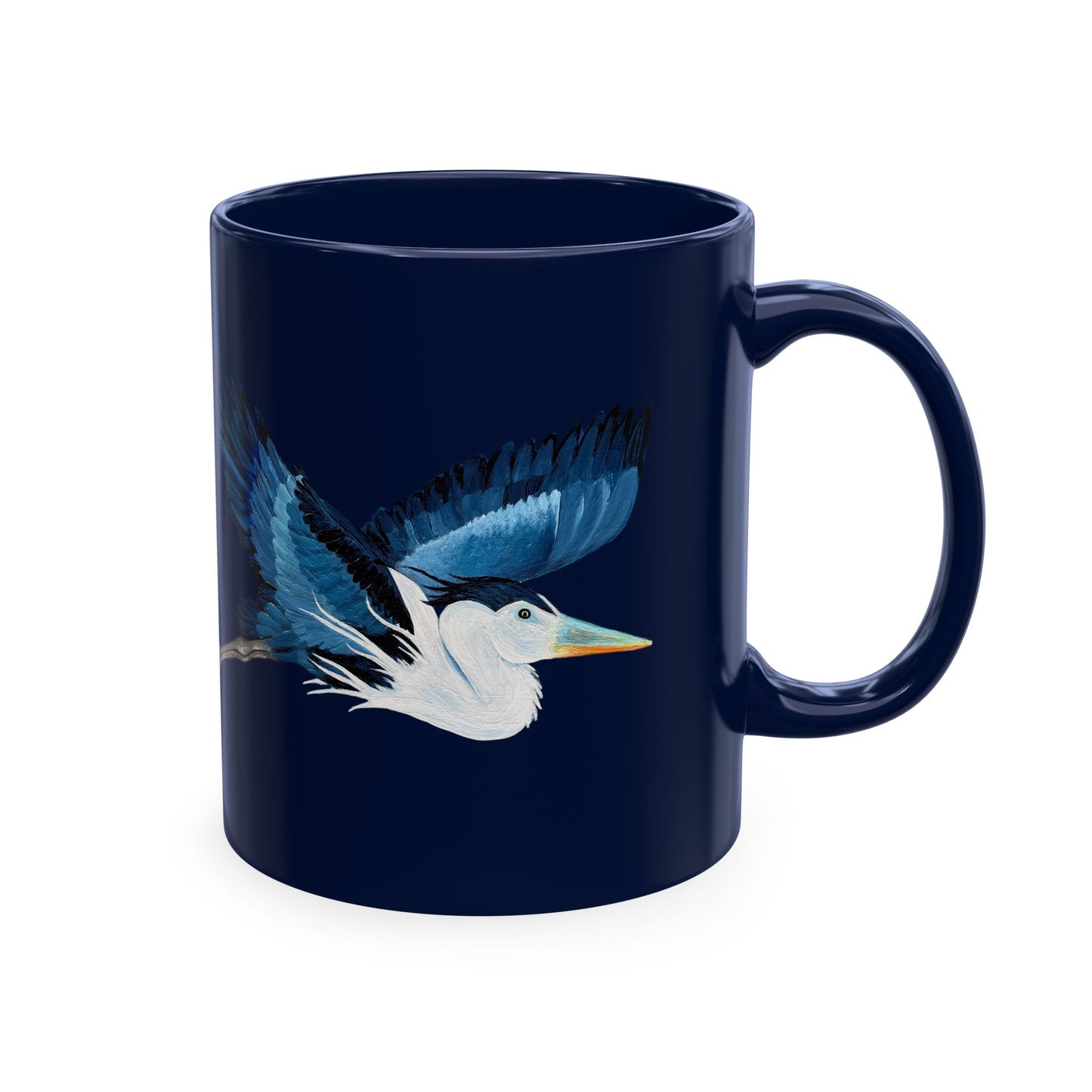Blue Heron Ceramic Mug — Nature Bird Coffee Cup
