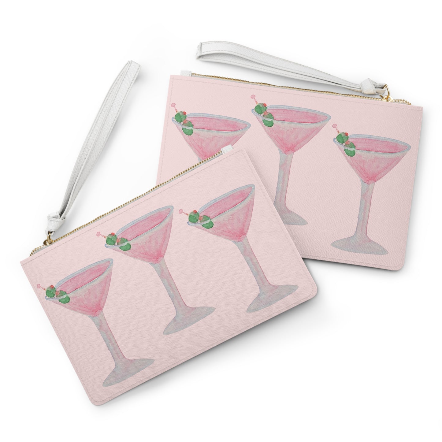 Pink Martini Watercolor Clutch Bag — Cocktail Blush Wristlet Purse