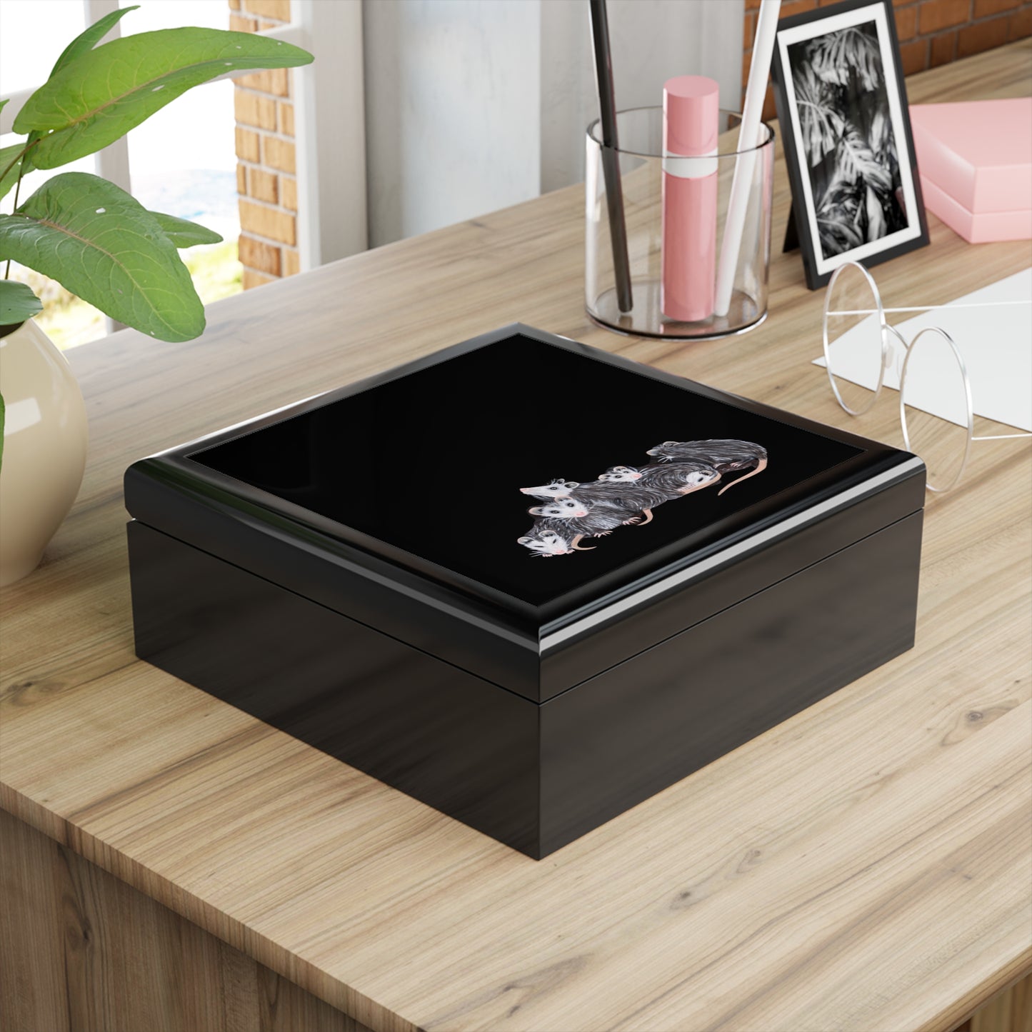 Opossum Family Jewelry Box