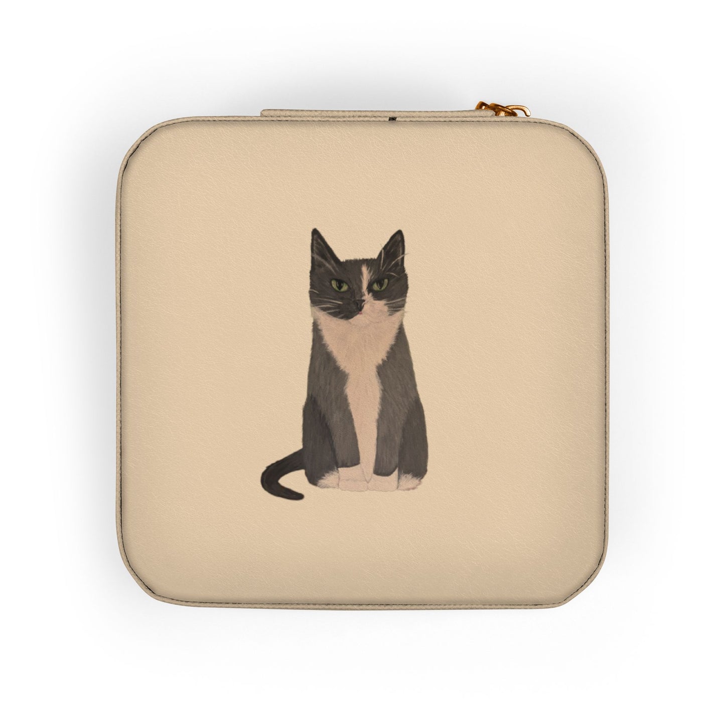 Grey Cat Jewelry Travel Case — Ivory or soft Gold