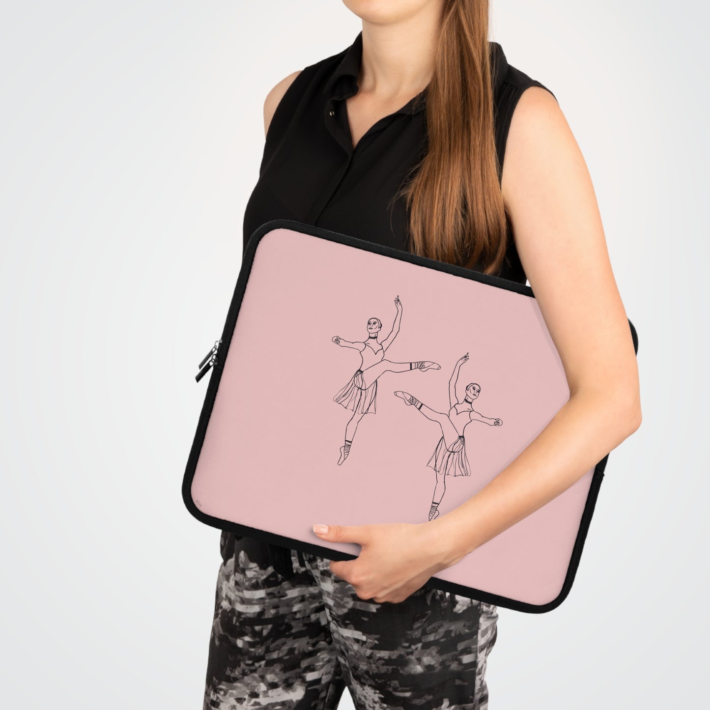 Ballet Dancer Laptop Sleeve — Minimalist Pointe Silhouette Neoprene Sleeve