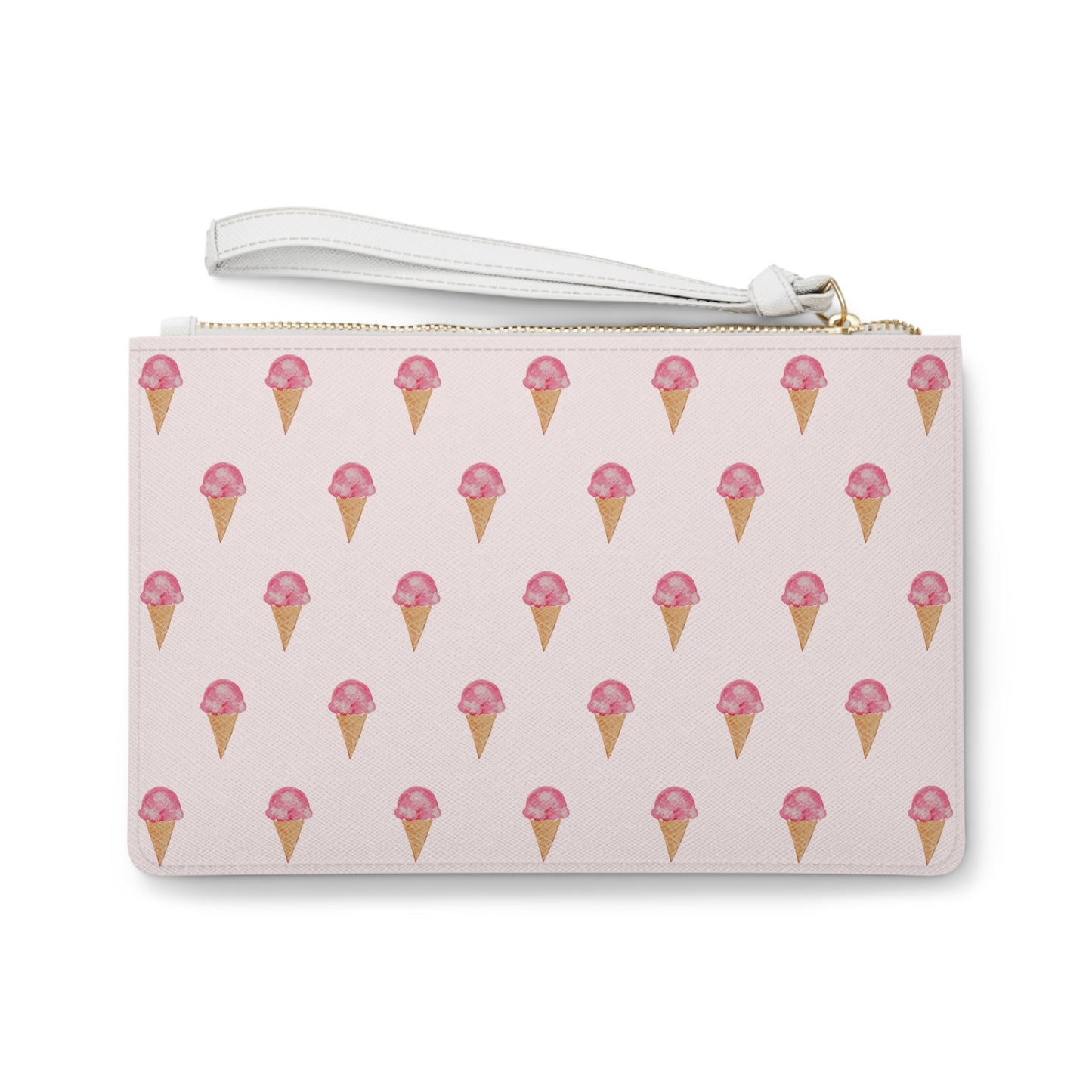 Pink Ice Cream Cone Clutch Bag — Watercolor Summer Wristlet Purse