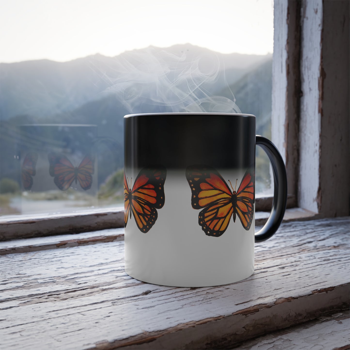 Color-Changing Butterfly Mug — 11oz Monarch Heat Reveal Coffee Cup