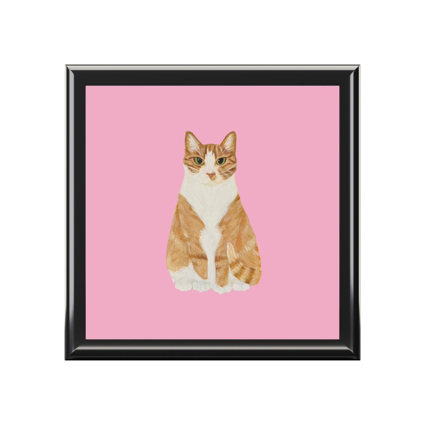 Orange Tabby Cat Pink Jewelry Box