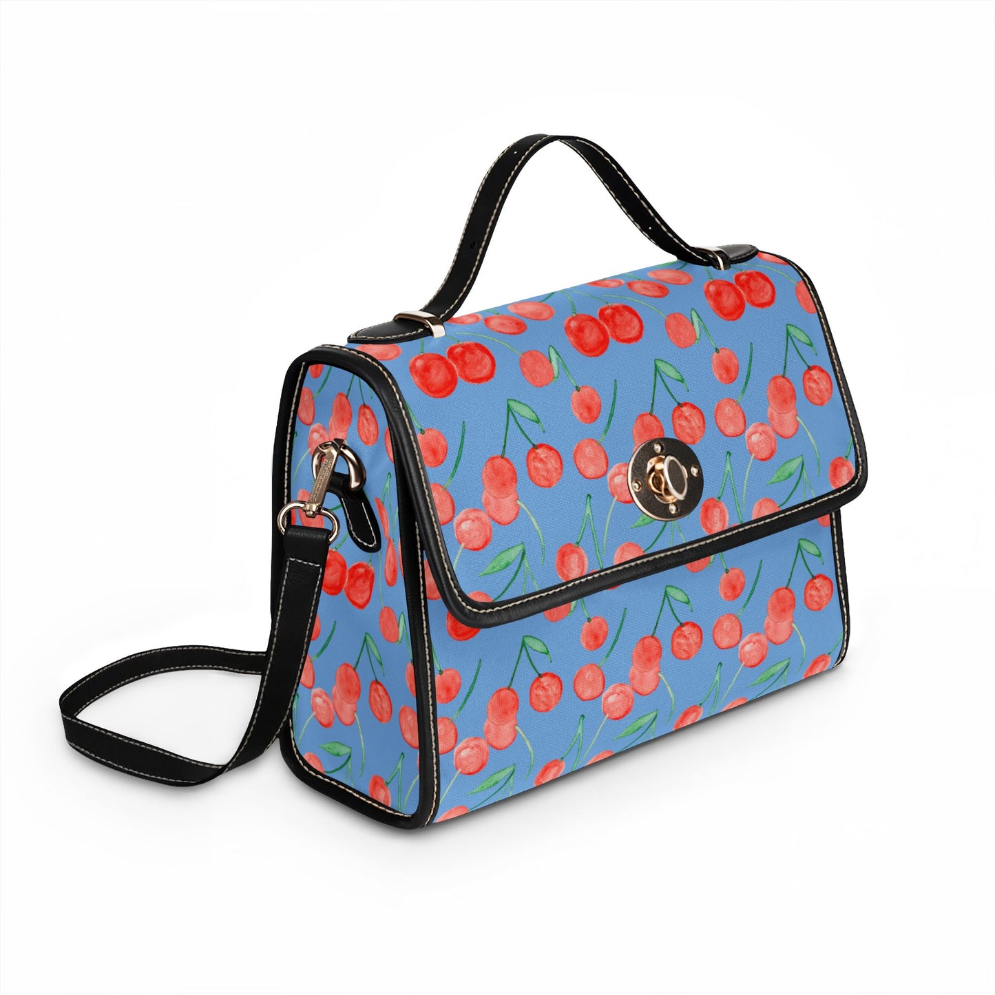 Watercolor Cherry Pattern Canvas Bag | Waterproof Fruit Purse