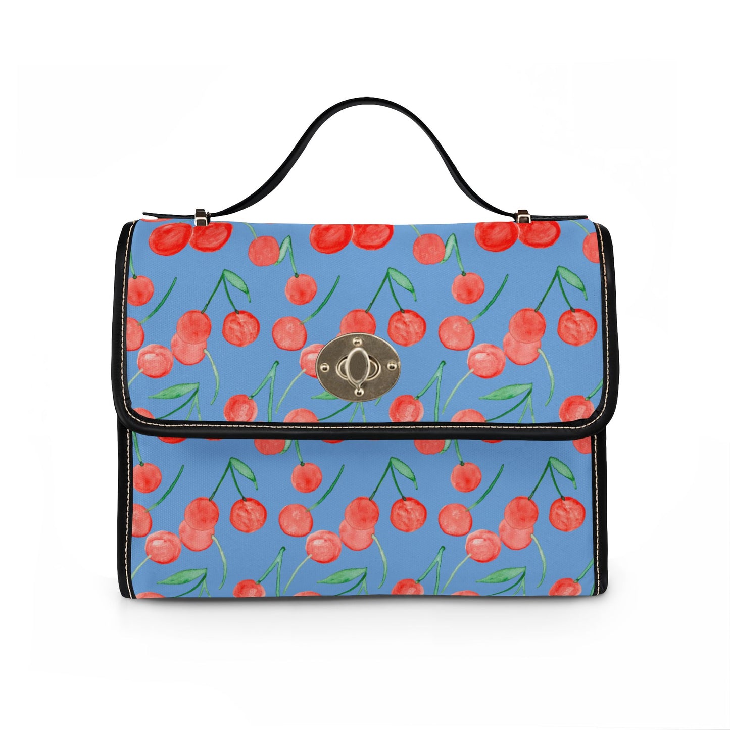 Watercolor Cherry Pattern Canvas Bag | Waterproof Fruit Purse