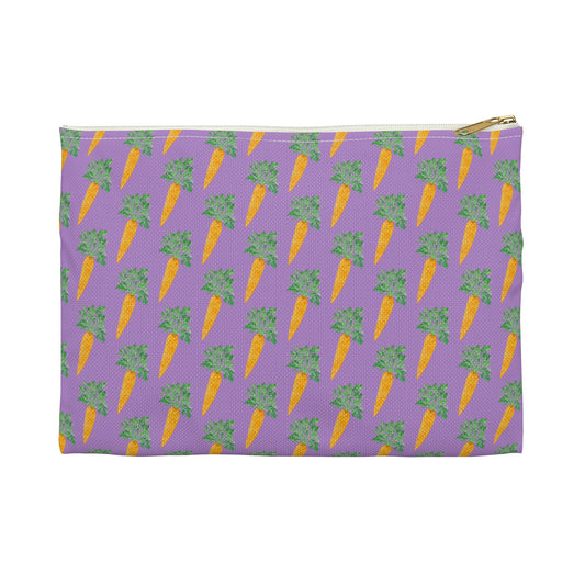 Carrot Print Accessory & Cosmetic Pouch — Pink Easter Zip Bag