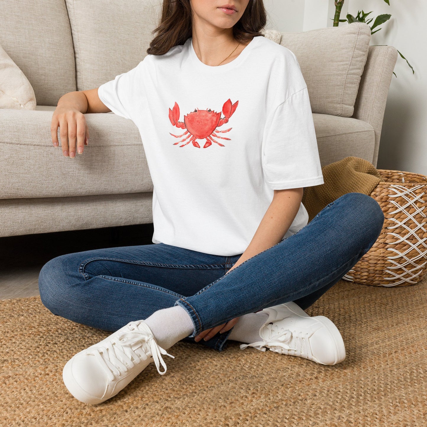 Crab Watercolor T-Shirt — Cute Coastal Beach Graphic Tee