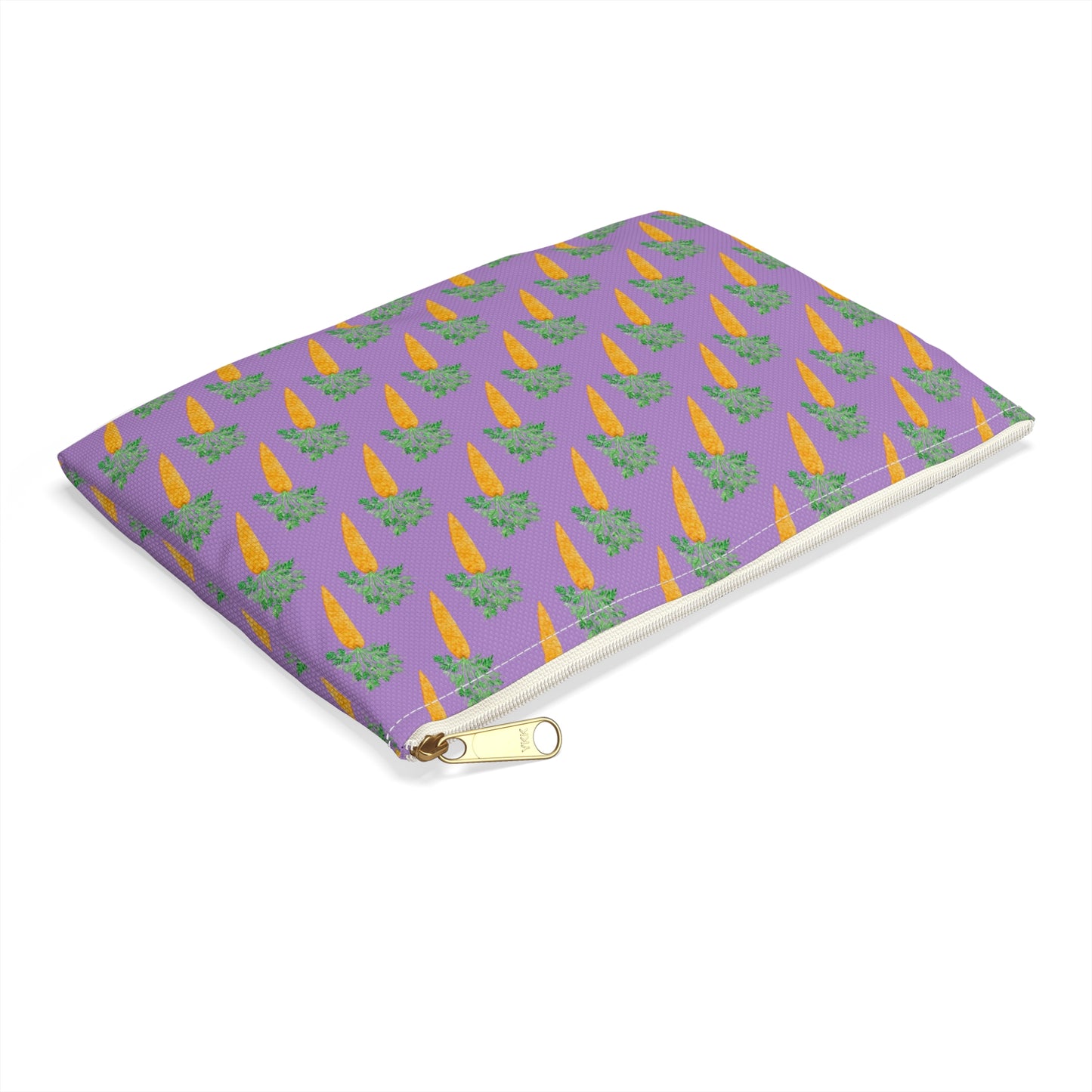 Carrot Print Accessory & Cosmetic Pouch — Pink Easter Zip Bag