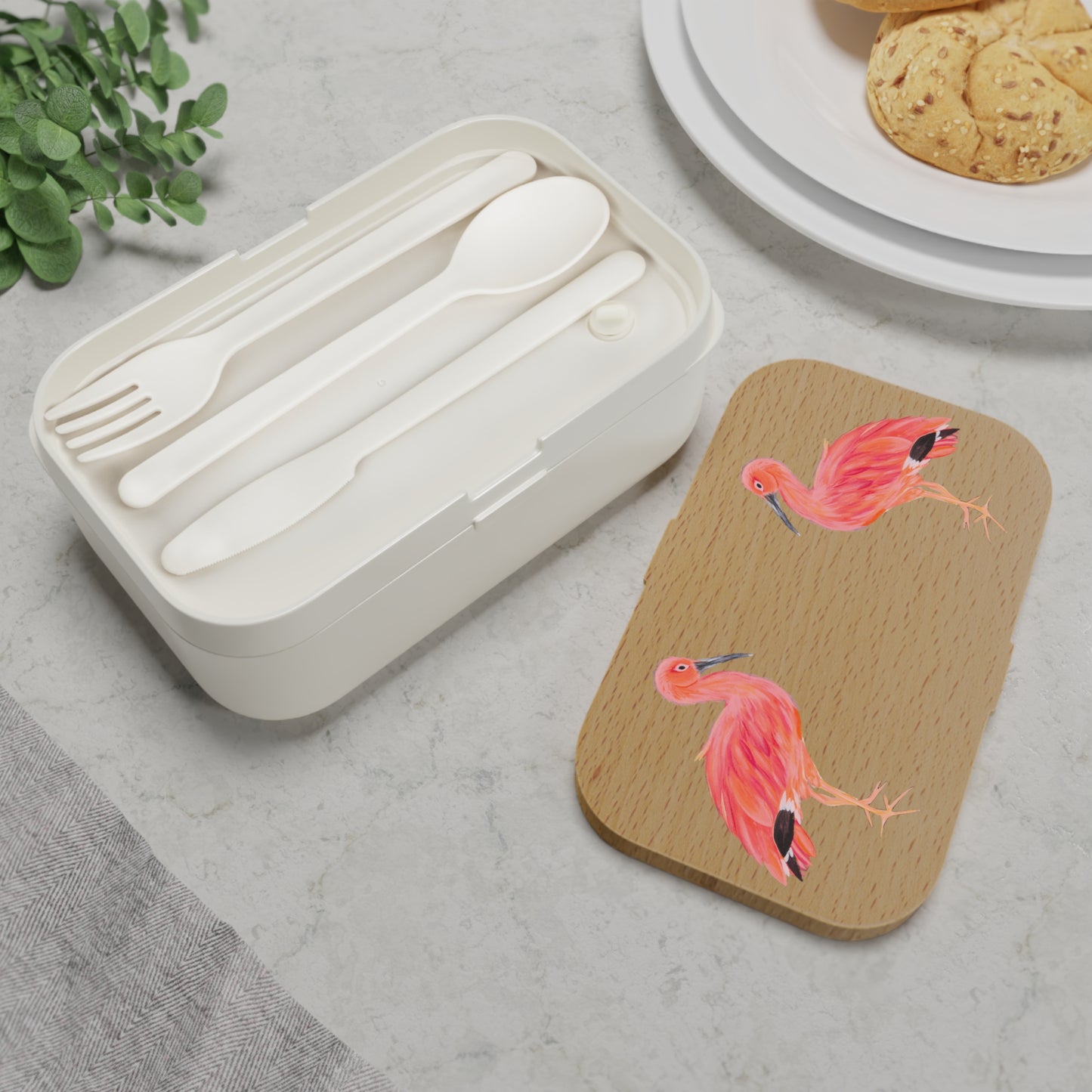 Ibis Duo Bento Lunch Box — Tropical Wooden-Style Portable Lunchbox