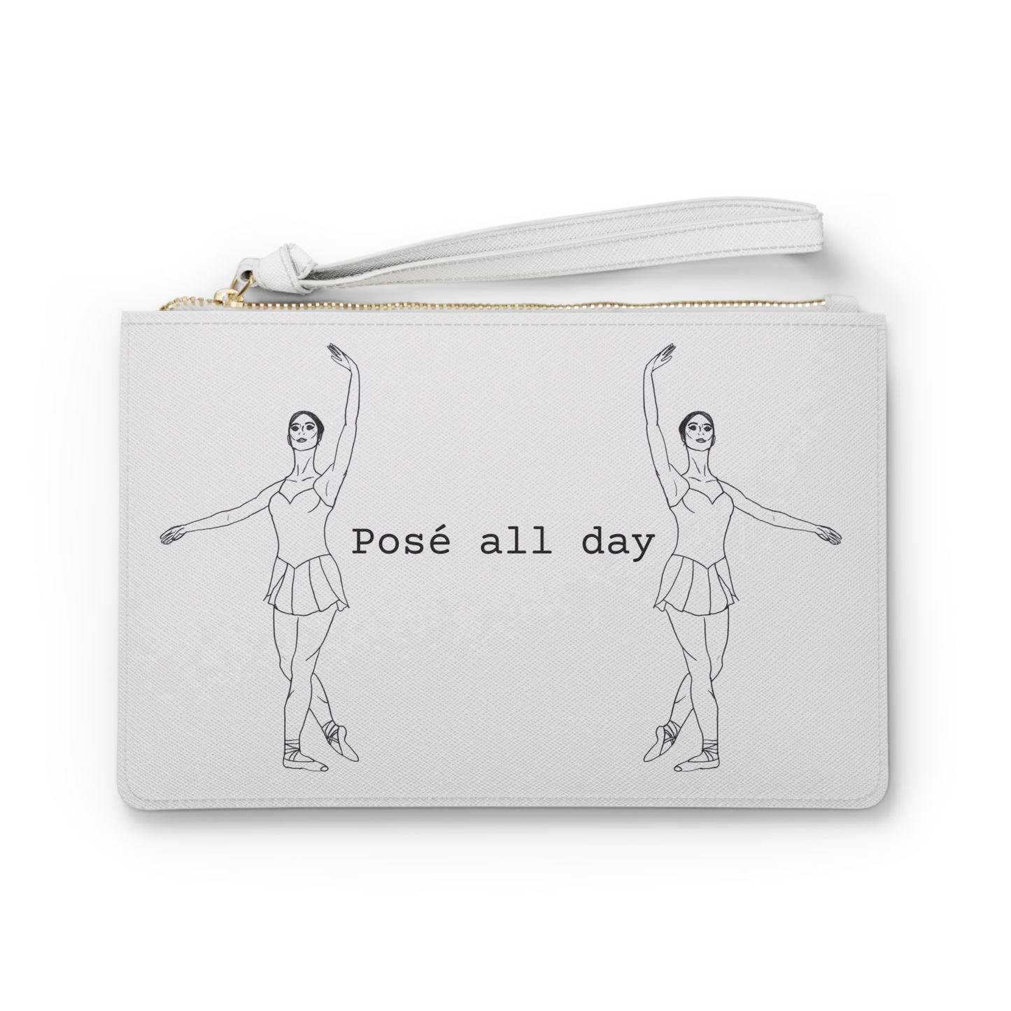 Ballet Dancers Clutch Bag — Minimalist Pointe Shoe Sketch Wristlet