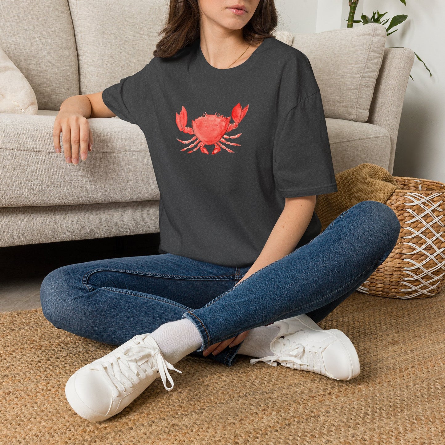 Crab Watercolor T-Shirt — Cute Coastal Beach Graphic Tee