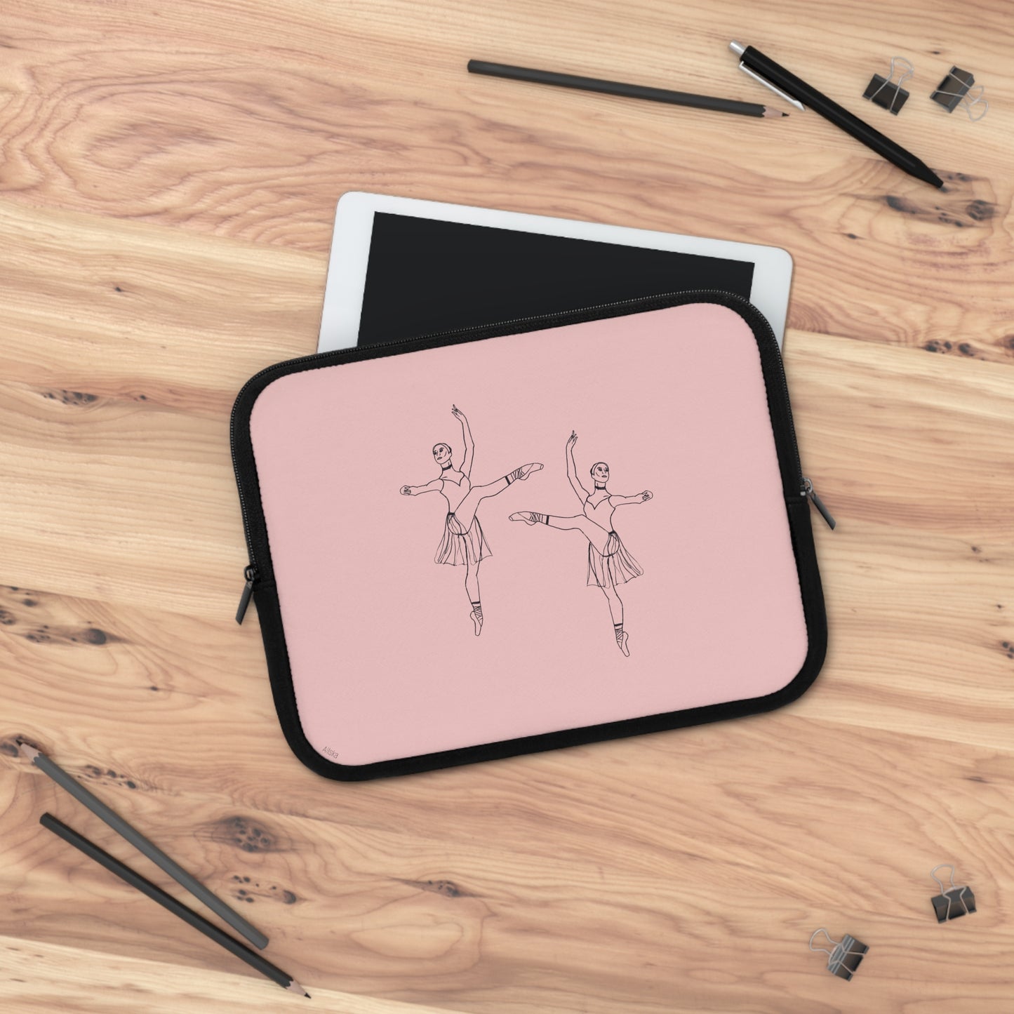 Ballet Dancer Laptop Sleeve — Minimalist Pointe Silhouette Neoprene Sleeve