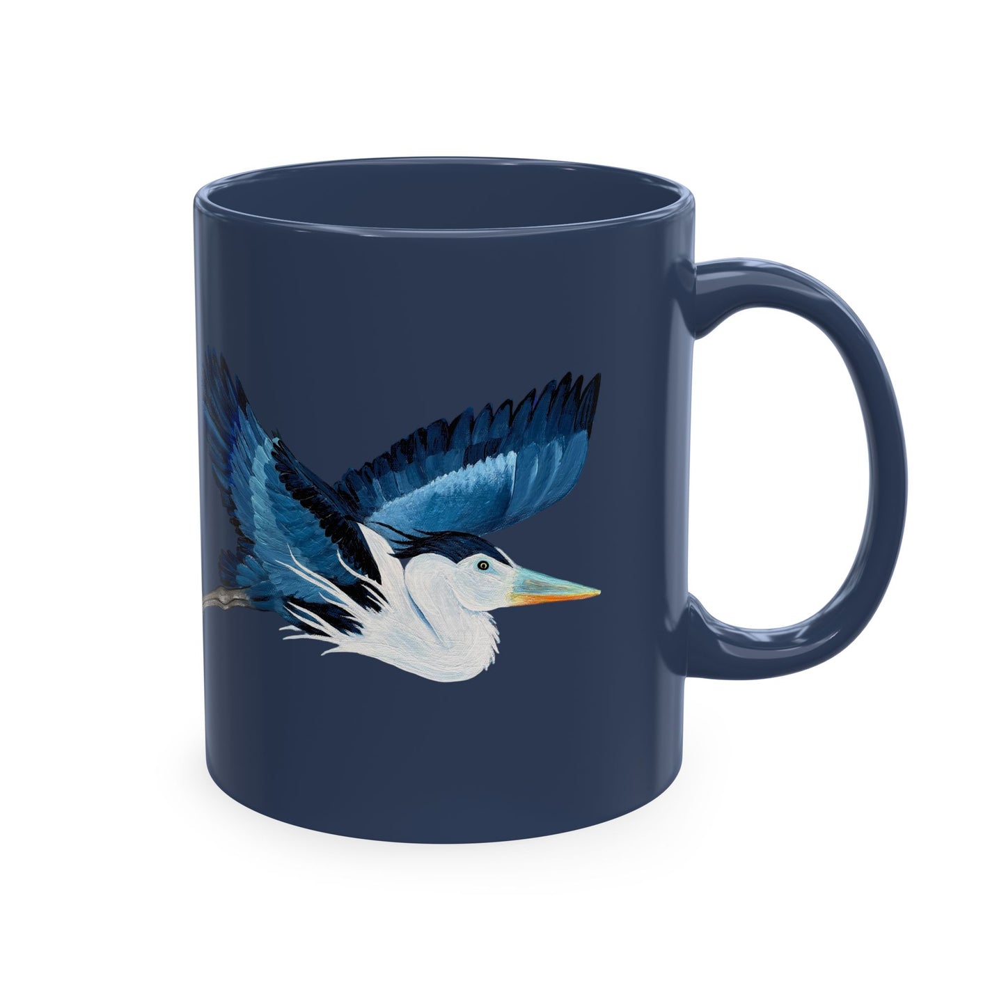 Blue Heron Ceramic Mug — Nature Bird Coffee Cup