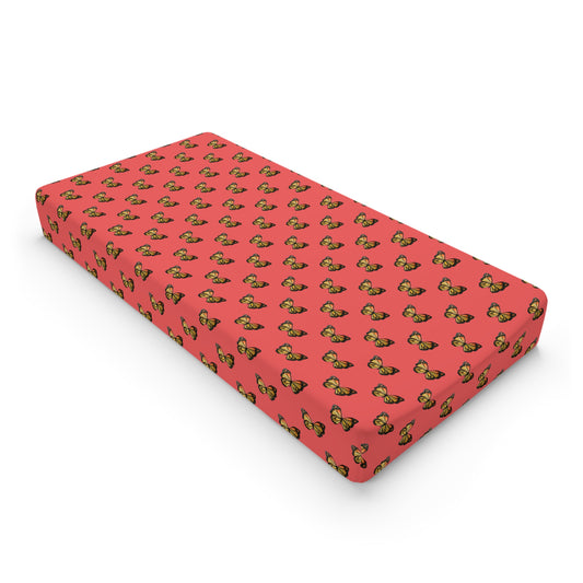 Butterfly Baby Changing Pad Cover — Coral Floral Nursery Bedding