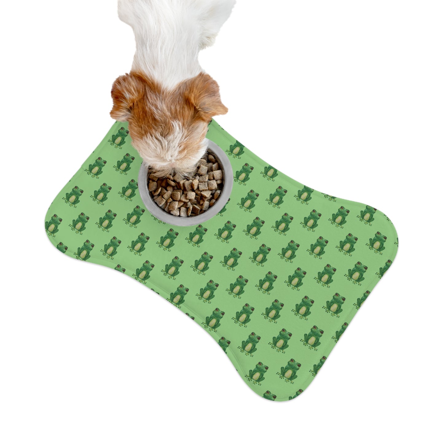 Green Frog Pet Feeding Mat — Non-Slip Dog & Cat Bowl Placemat