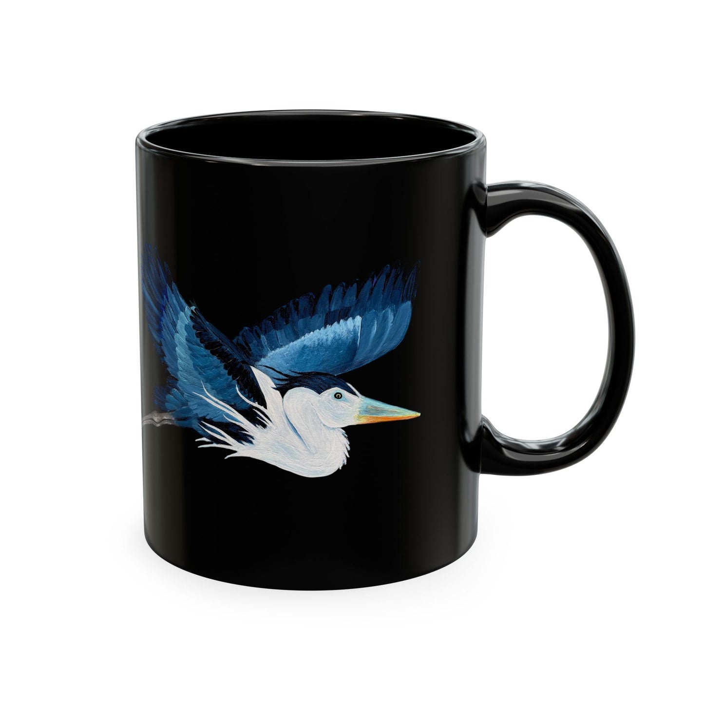 Blue Heron Ceramic Mug — Nature Bird Coffee Cup
