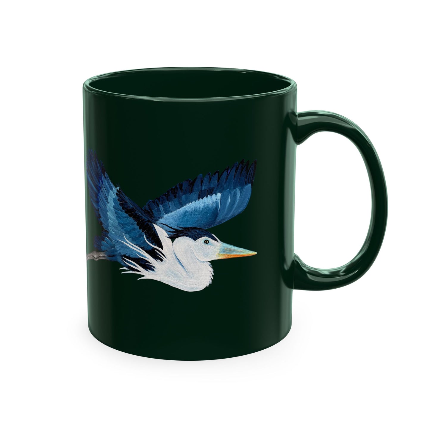 Blue Heron Ceramic Mug — Nature Bird Coffee Cup