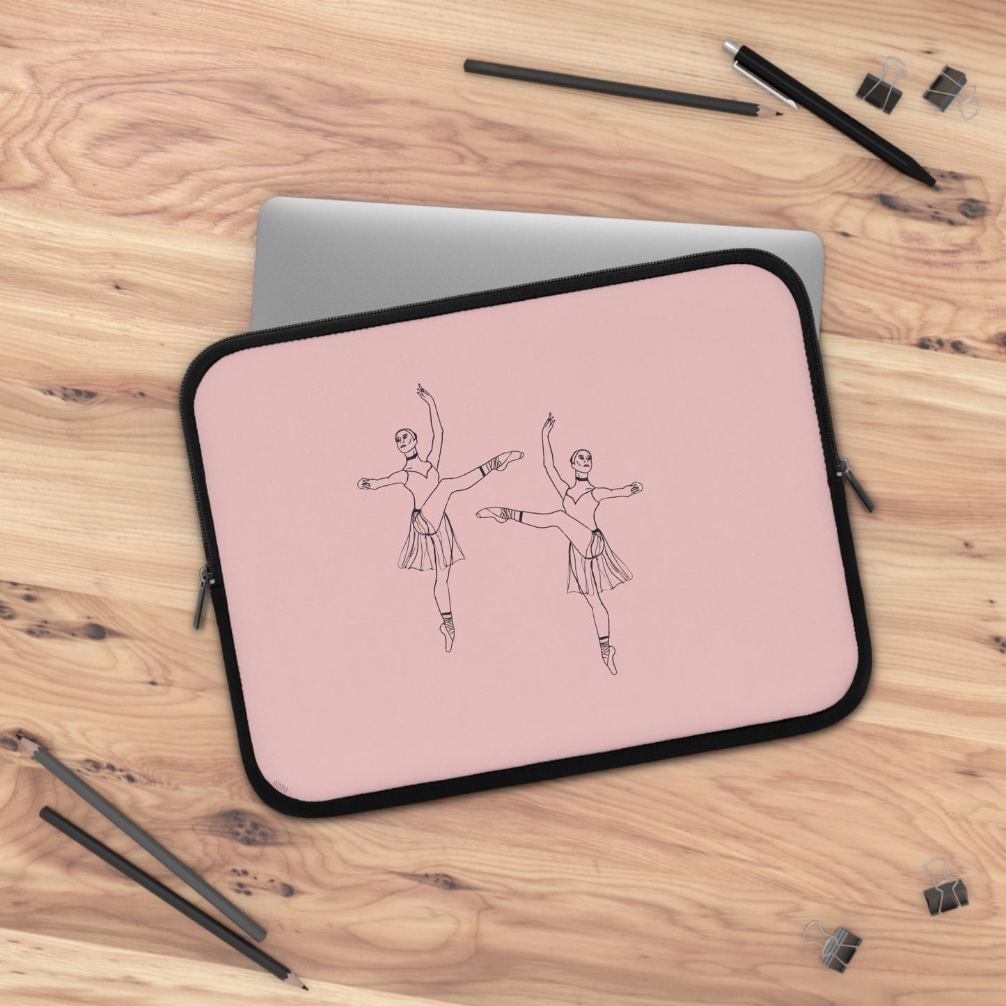 Ballet Dancer Laptop Sleeve — Minimalist Pointe Silhouette Neoprene Sleeve