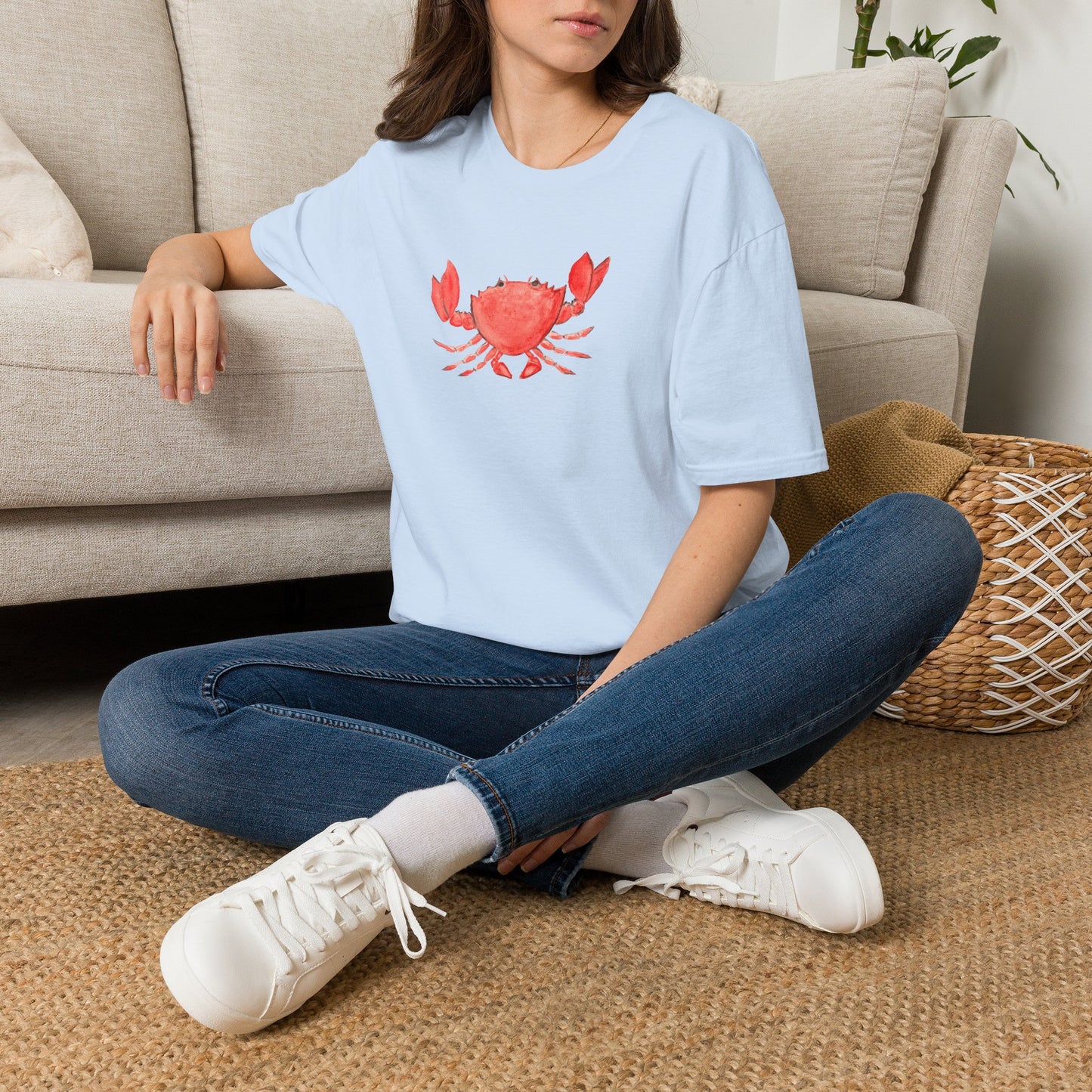Crab Watercolor T-Shirt — Cute Coastal Beach Graphic Tee