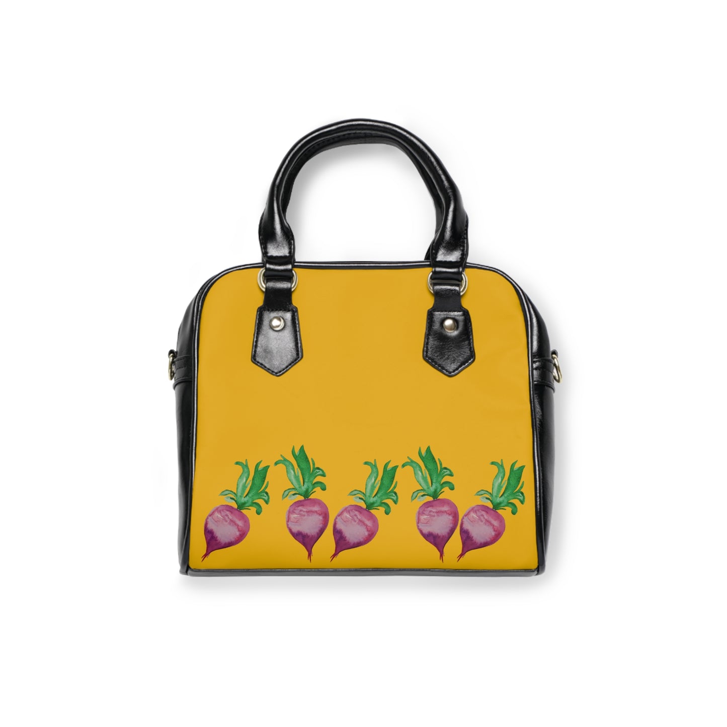Watercolor Radish Print Yellow Shoulder Handbag