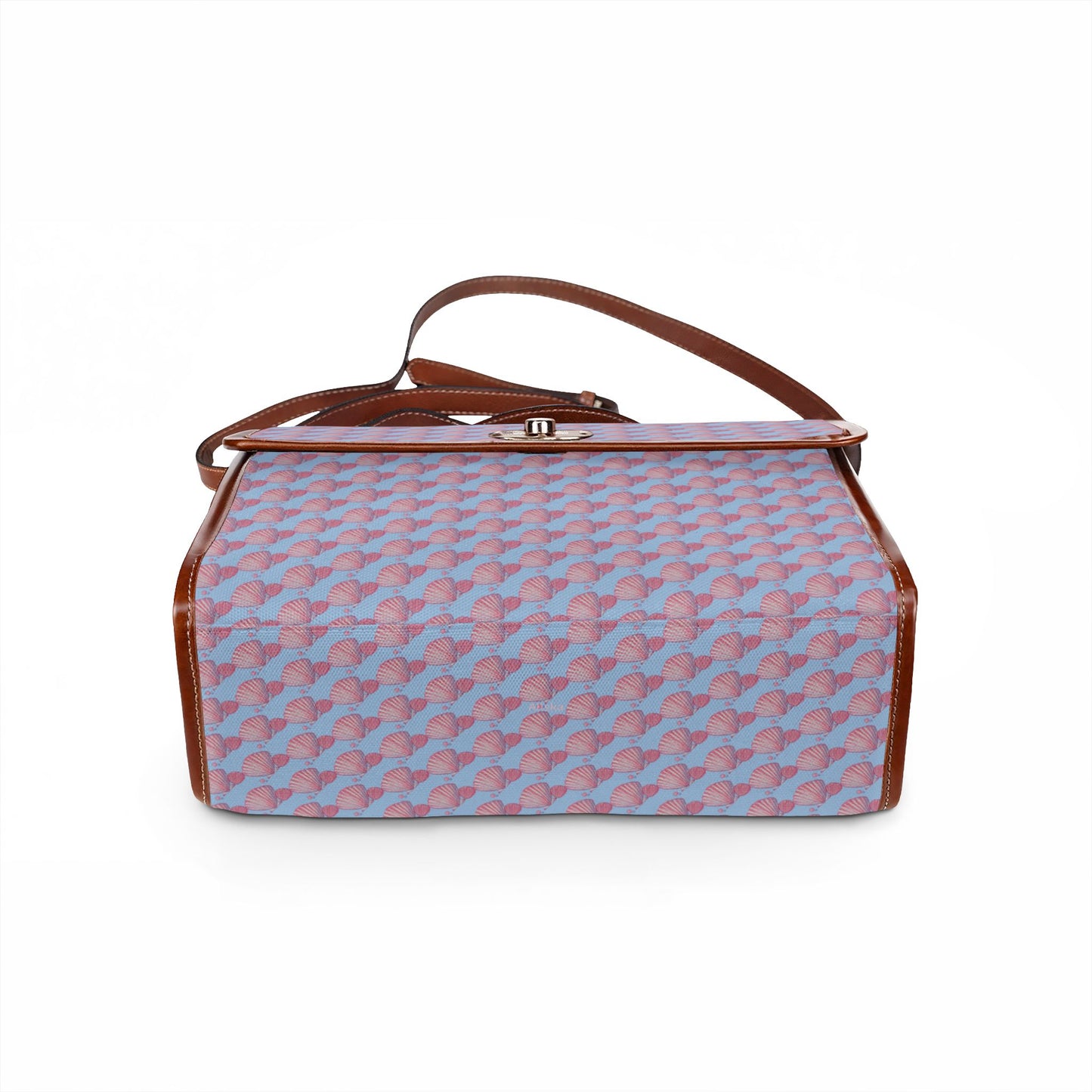 Seashells and Pearls Blue Waterproof Canvas Shoulder Satchel