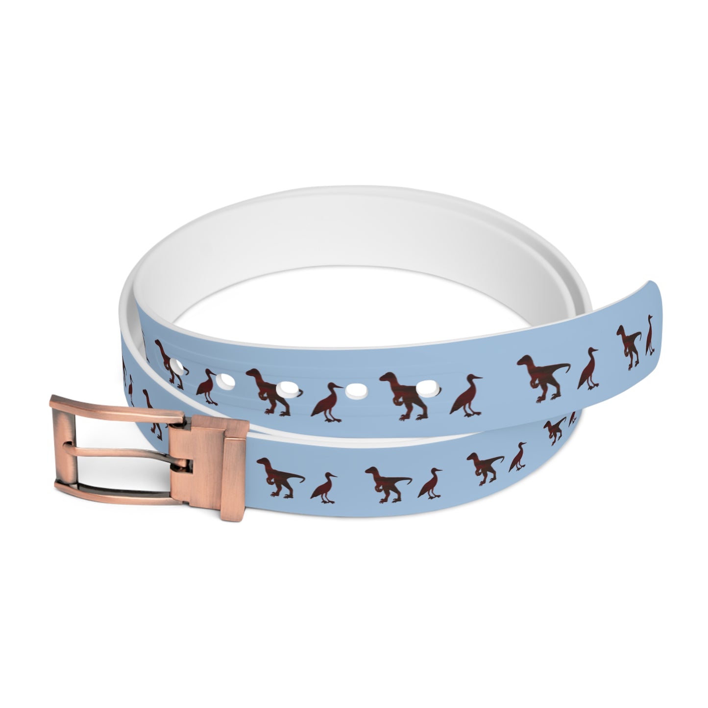 Dinosaur Print Belt — Retro Black Dino and Bird Pattern on Casual Belt