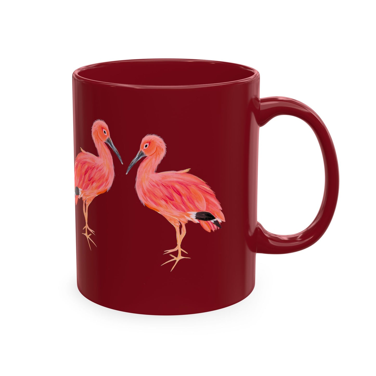 Ibis Bird Duo Ceramic Mug — Tropical Pink Bird Coffee Cup Assorted Color Mugs